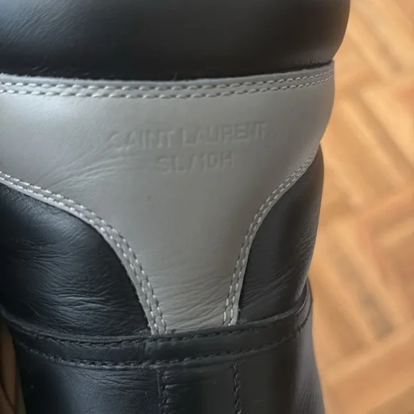 Saint Laurent Black and Gray High-Top Sneakers - Picture 13 of 14